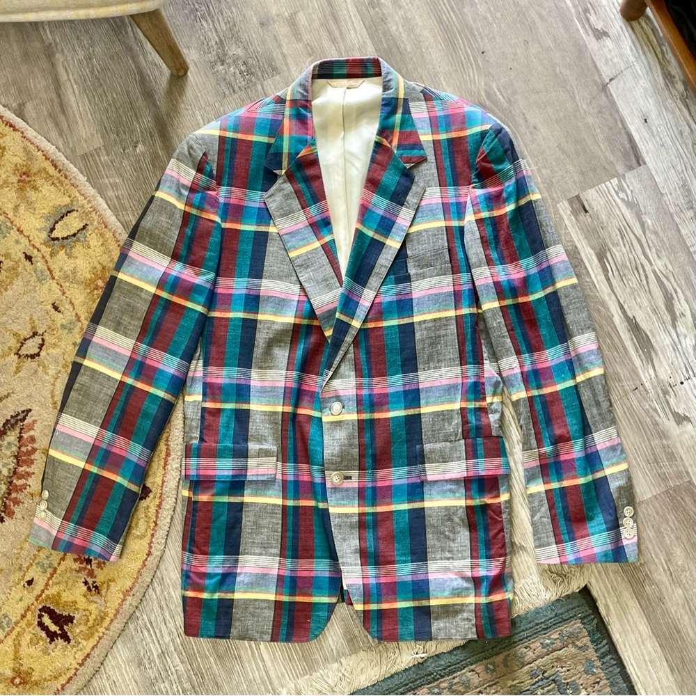 Vintage Tyson’s Menswear Inc. Colorful Plaid Two-Button Sports Coat Blazer 44L - Picture 1 of 16